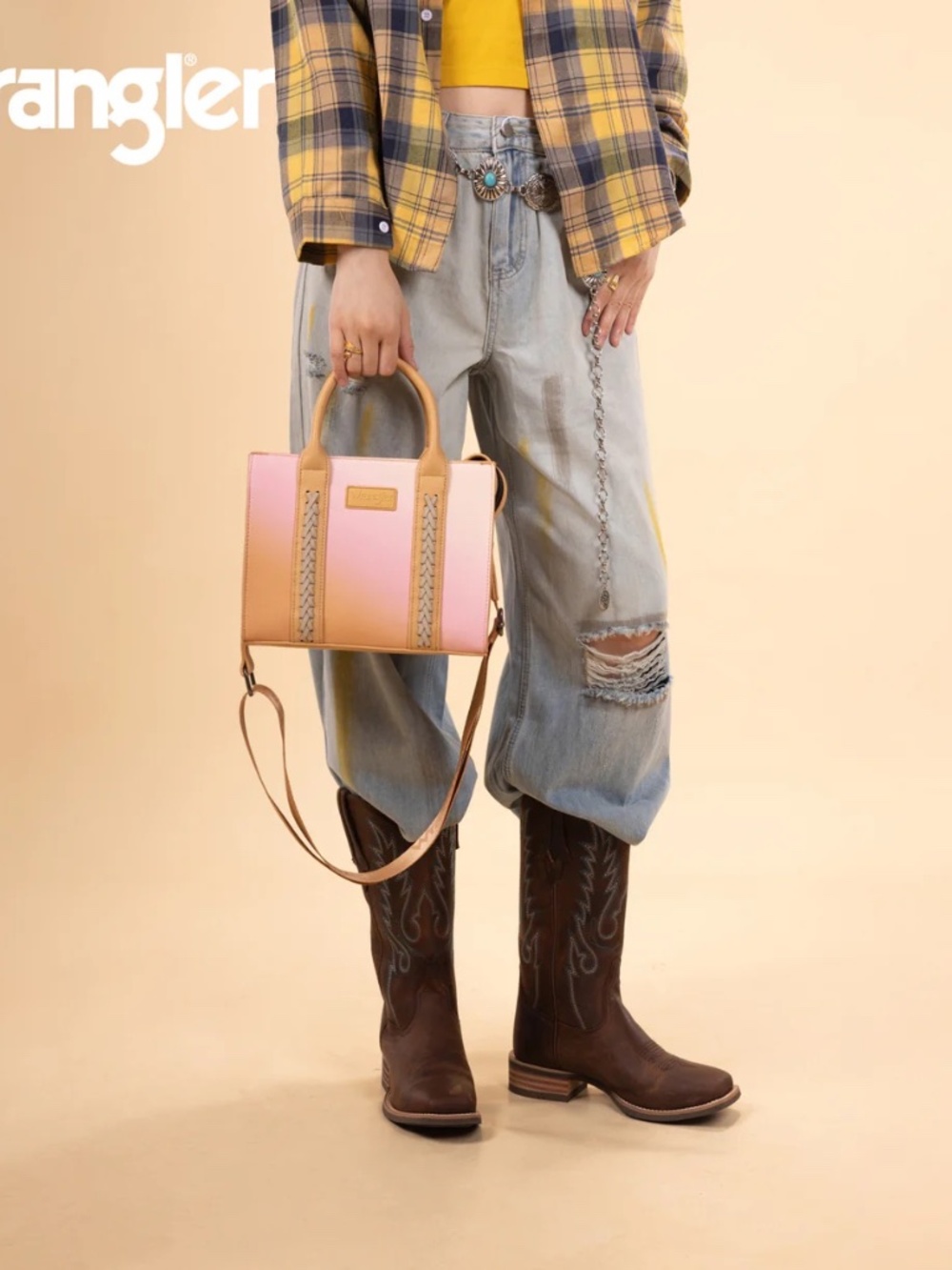 Wrangler Ombre Western Tote/Crossbody - Tan - Picture 7 of 7